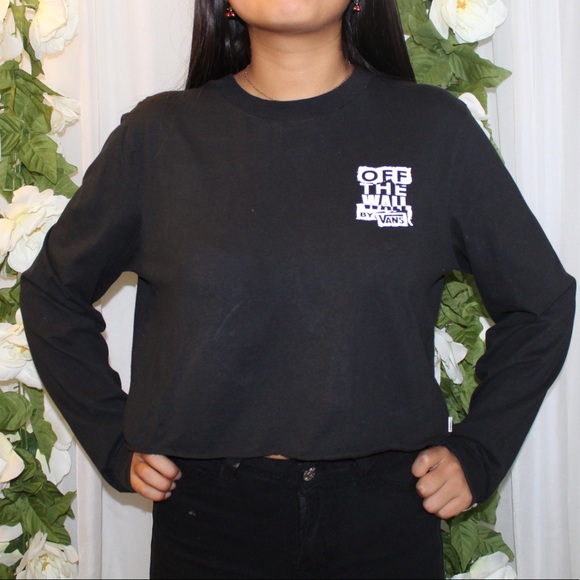 Vans Tops - Vans Off The Wall Black Crop Top Long Sleeve